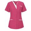 Top da donna tinta unita a maniche corte con scollo a V Top da infermiera con tasca uniforme da lavoro