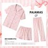 Korean Version of Bow Pajamas Women's Summer Sweet Striped Short-sleeved Three-piece Set Spring and Summer New Loungewear Real Shot