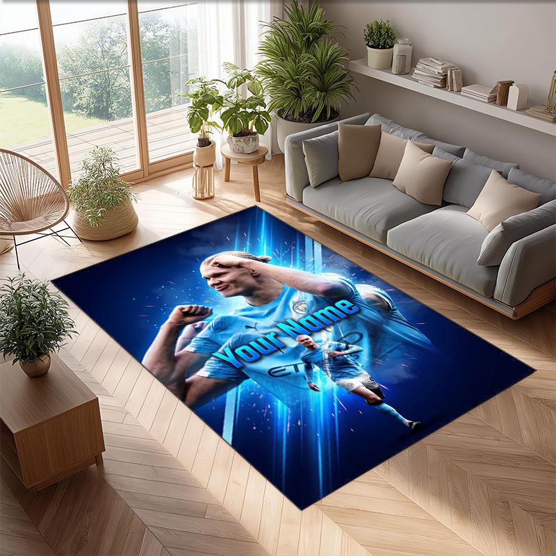 Erling Haaland Printed Crystal Velvet Rug Non‑Slip Crystal Velvet Carpet For Sofa Bedroom Indoor Home Decoration