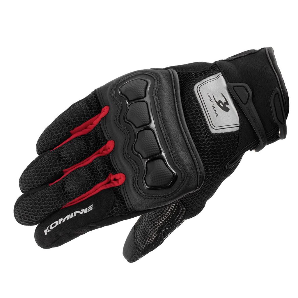 Komine Motorcycle Gloves Protective 3D Mesh XS GK-2153 Gloves, Black/Red,