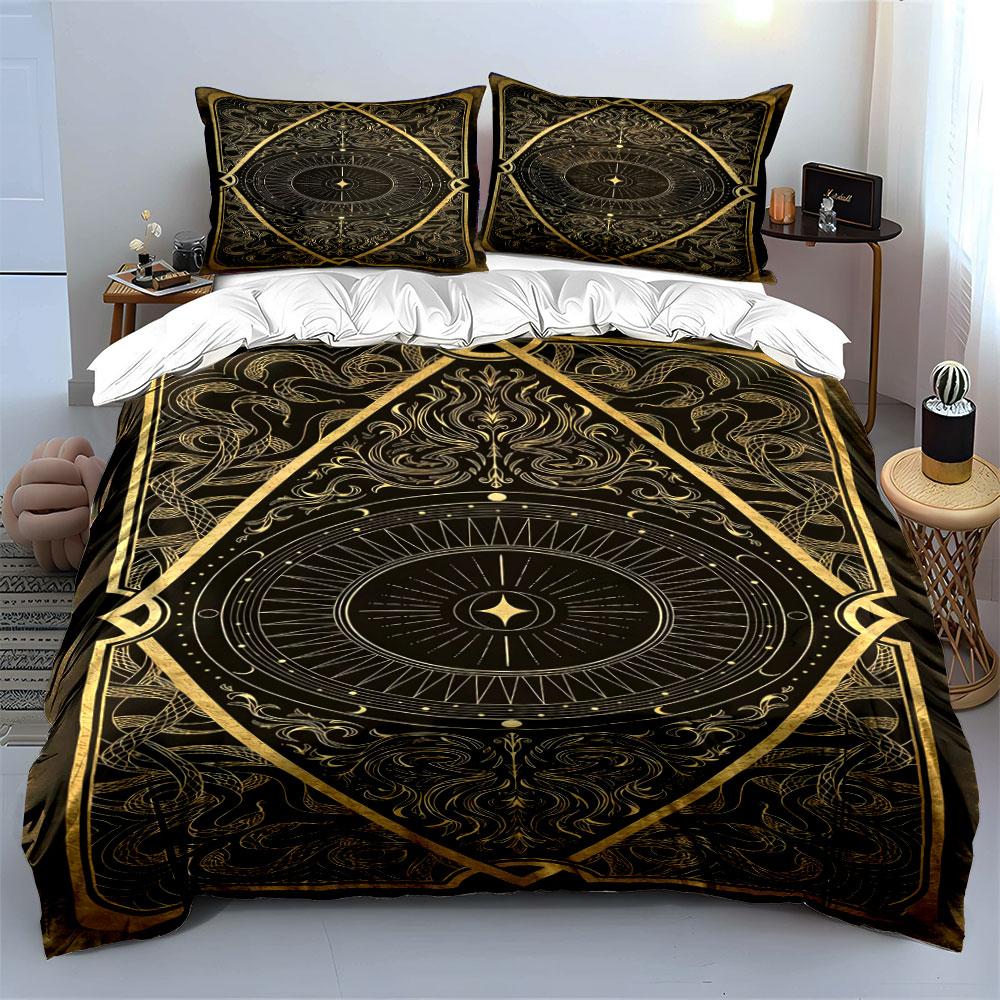Intricate gold geometric design. Bedding sets Duvet cover sets Duvet covers Pillowcases(1 * Duvet Cover 2 * Pillowcases without duvet insert)