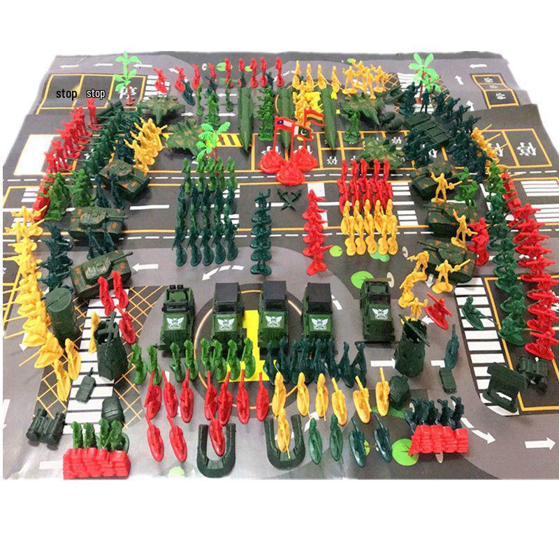 80s Nostalgic Toy Soldiers Sandbox Set: WWII Model Tank Battle for Kids