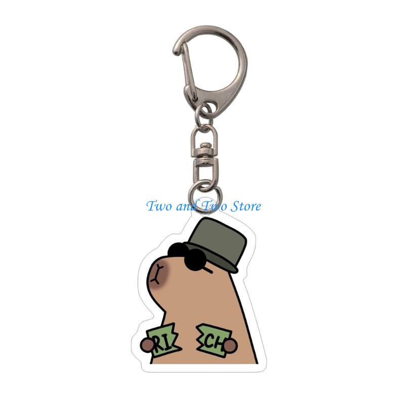HX6F Double Sided Acrylic Keychain Adornment Adorable Pendant Keyrings Charm
