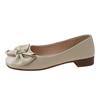 Bow One Pedal Single Shoes Women's Summer New Versatile Flat Bottom with Skirt Shallow Mouth Doudou Shoes Women