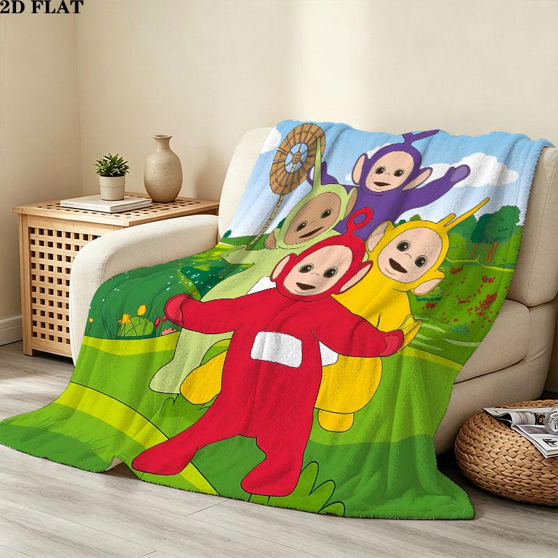 1PC Teletubbies Patterned Flannel Blanket Suitable For All Seasons For Home Decor Warmth And Comfort Gifts Holiday Present