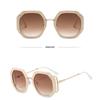 New Personalized Rice Nail Polygonal Large Frame Sunglasses Ins Fashion Women's Trend Hollow Metal Sunglasses