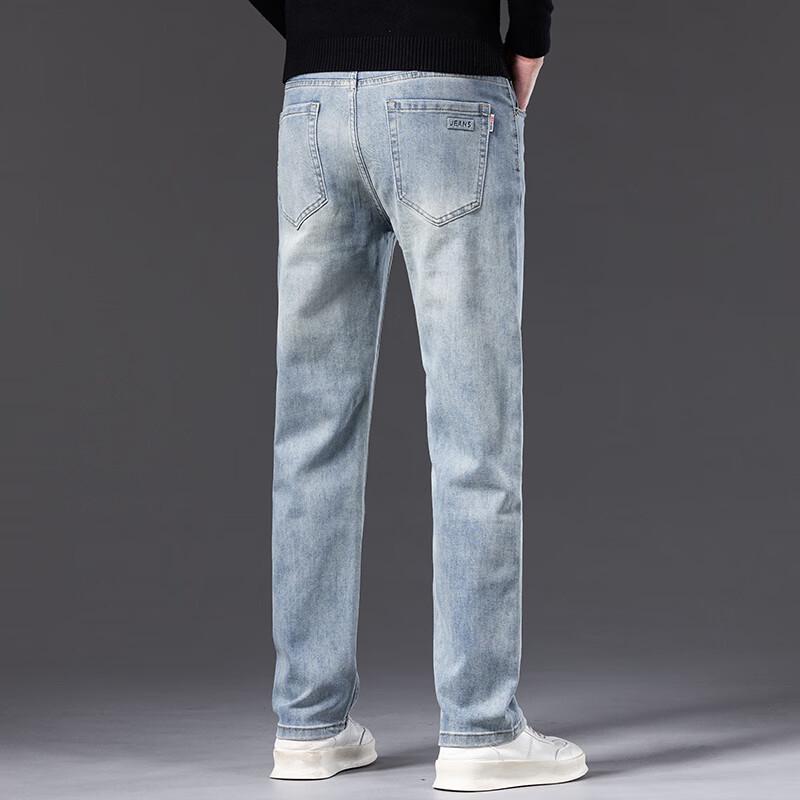 DK Men's Premium Spring/Autumn Loose Straight-Leg Stretch Jeans