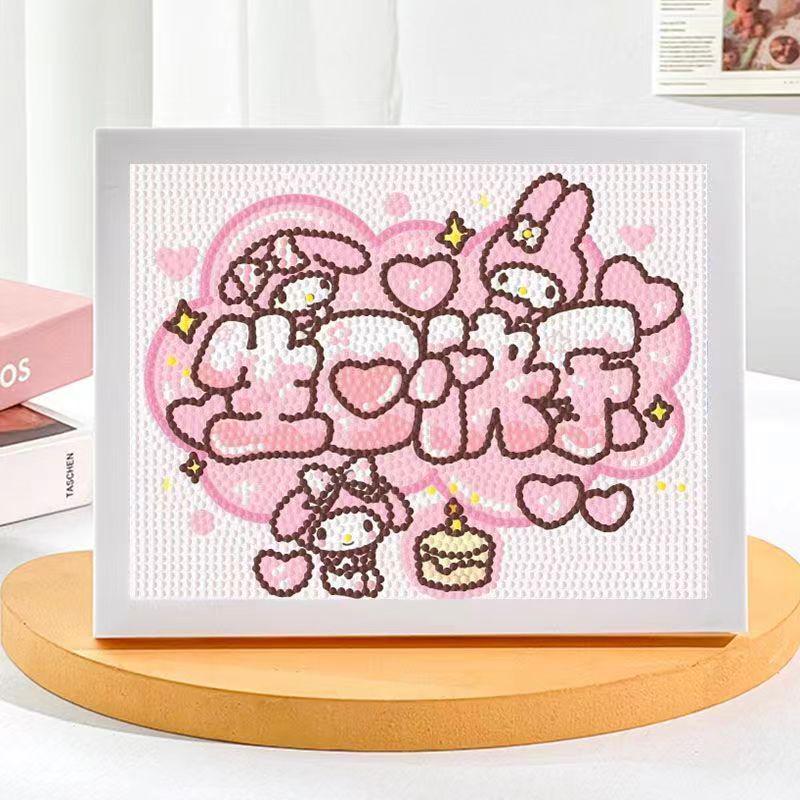 Kuromi Cartoon Diamond Painting Kit: Peace & Joy DIY Gift for Students and Kids.
