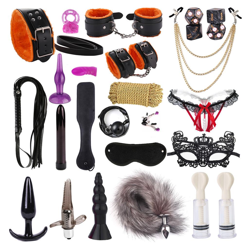 Sex Toys For Women Erotic BDSM Bondage Gear Leather Handcuffs Anal Plug With Tail Fetish Ropes Vacuum Pump For SM Adult Game