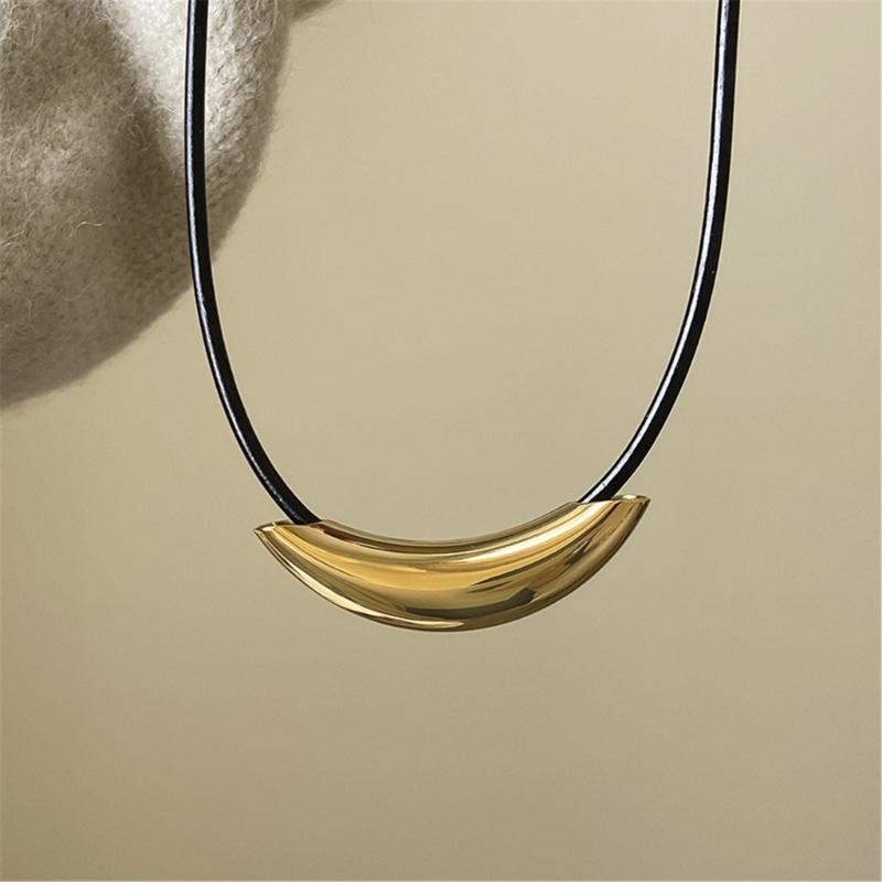 Titaniums Steel Necklace Comfortable Leather Strap Necklace Daily Wear Necklace Great for Casual and Formal Event