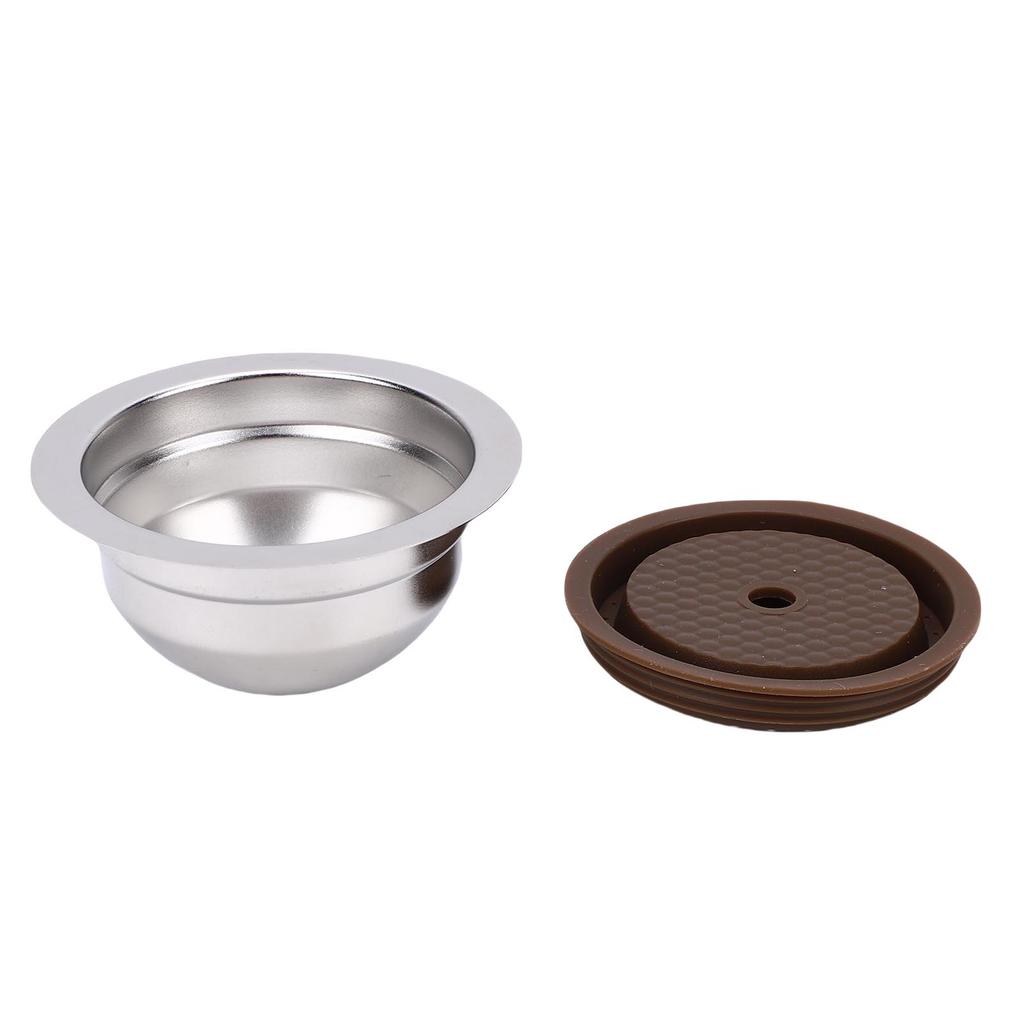 Capsula Caffè Riutilizzabile Adatta per Linea Macchina da Caffè Filtro Caffè Ricaricabile in Acciaio Inossidabile 304 con Spazzolino e Cucchiaino