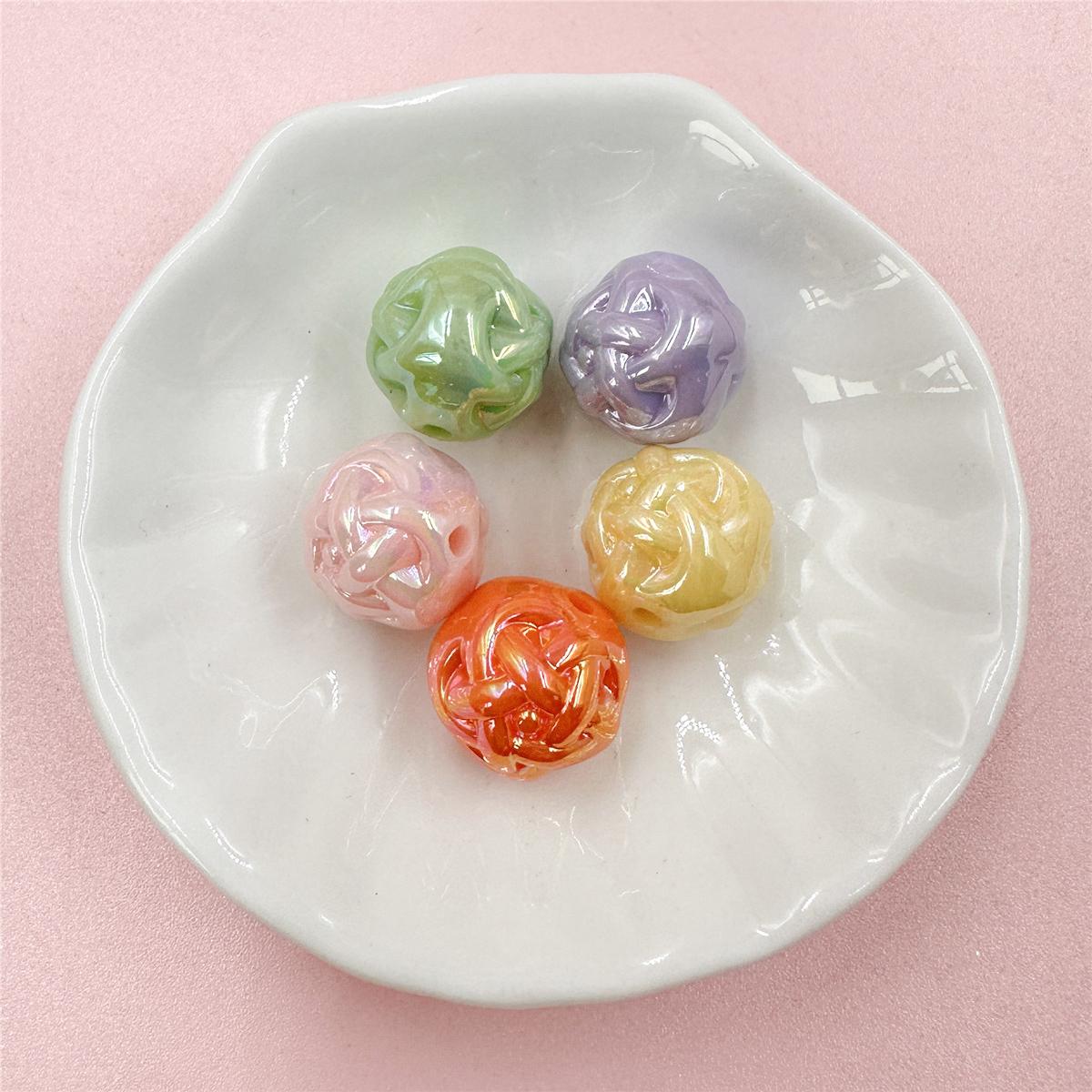 

Ожерелье-браслет красочные DIY кремовая пряжа ручной работы 5 шт. цветочные шарики бусины аксессуары украшения акриловые бусины 14,8 мм разноцветный