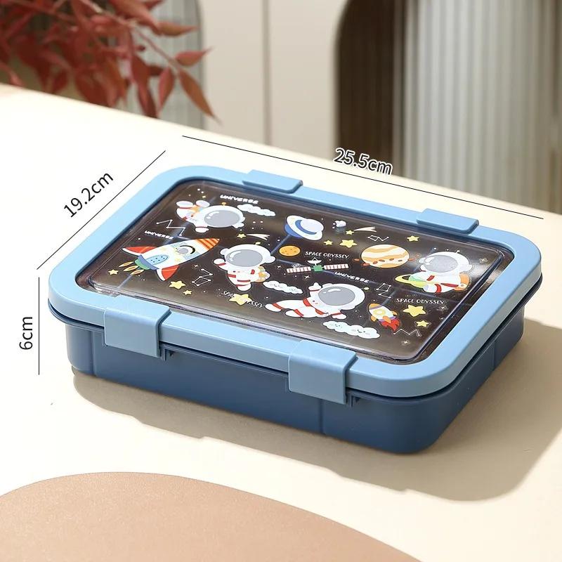 Мультфильм ланч-бокс для детей Bento Box герметичная микроволновая печь студенческий офисный ланч-бокс контейнеры для еды на пикнике с ложкой и вилкой синий 2239₽