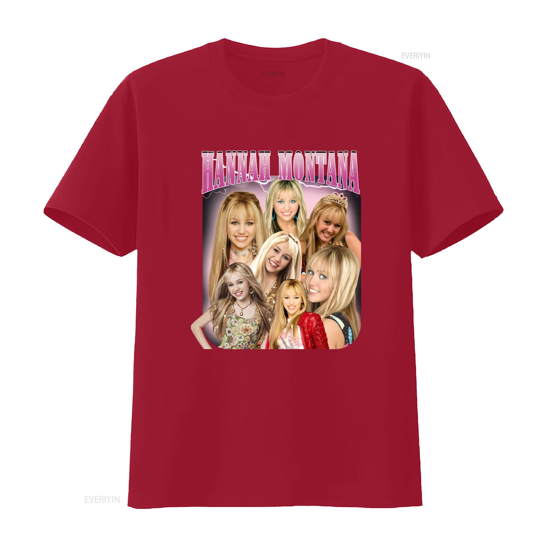 

Hannah Montana Miley Cyrus T Shirt Stylish Pop Star Design for Fans vintage Washed Casual Stretched homme Soft S