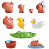 10Pcs Capybara Simulation Animals Model Mini Doll Toy Action Figurine Home Micro Landscape Decoration Kids Gift Desktop Ornament