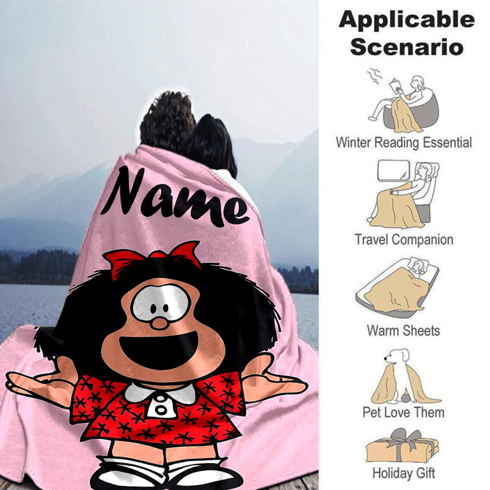 Customiz Name Personality Mafalda Blanket Soft &Warm Sofa Office Bed Travel Lunch Break Blanket, Gift Suitable All Seasons