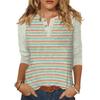 Women's T Shirt Print Button 3/4 Sleeve Daily Weekend Fashion Basic V- Neck Regular Top