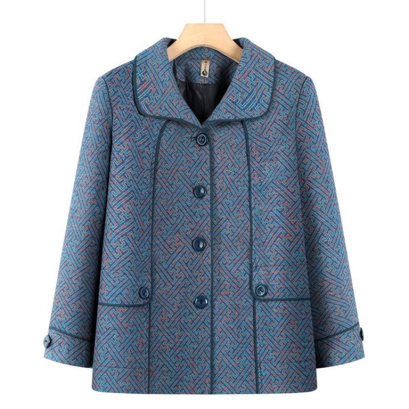 

Весеннее пальто женский топ длинный рукав годовалый 0 упаковка одежда для пожилой женщины 5XL [recommended 150-80kg] синий