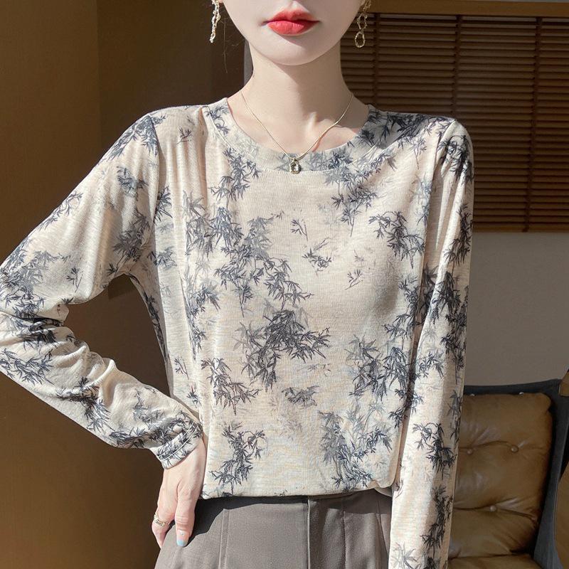 2025 Frühling/Sommer Retro Wasserlöslicher Batik Rundhals Damen Weiches Dünnes T-Shirt