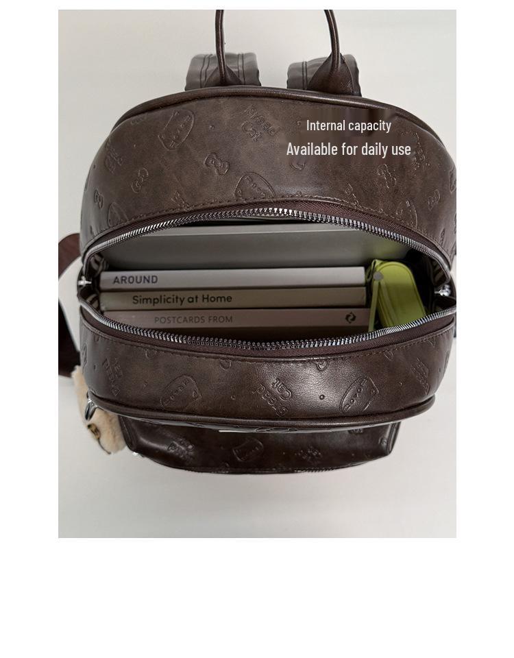 Korean Retro Light Luxury Women's Large-Capacity Cartoon Embossed Commuter Backpack
