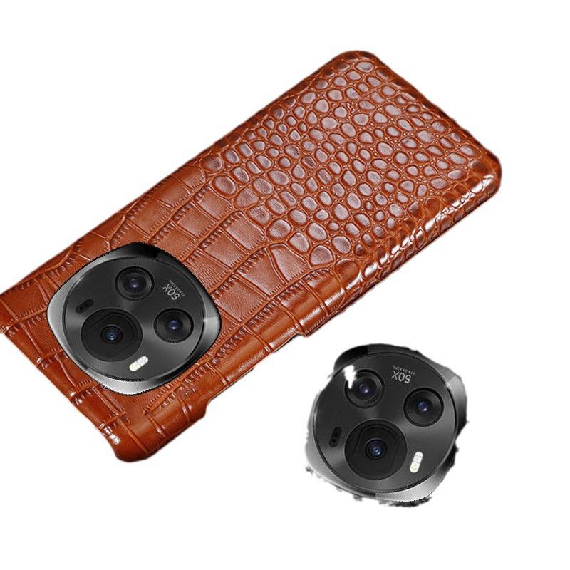 High-quality cowhide crocodile belly pattern genuine leather protective cover for Honor Magic 4 and Magic 4 Pro.