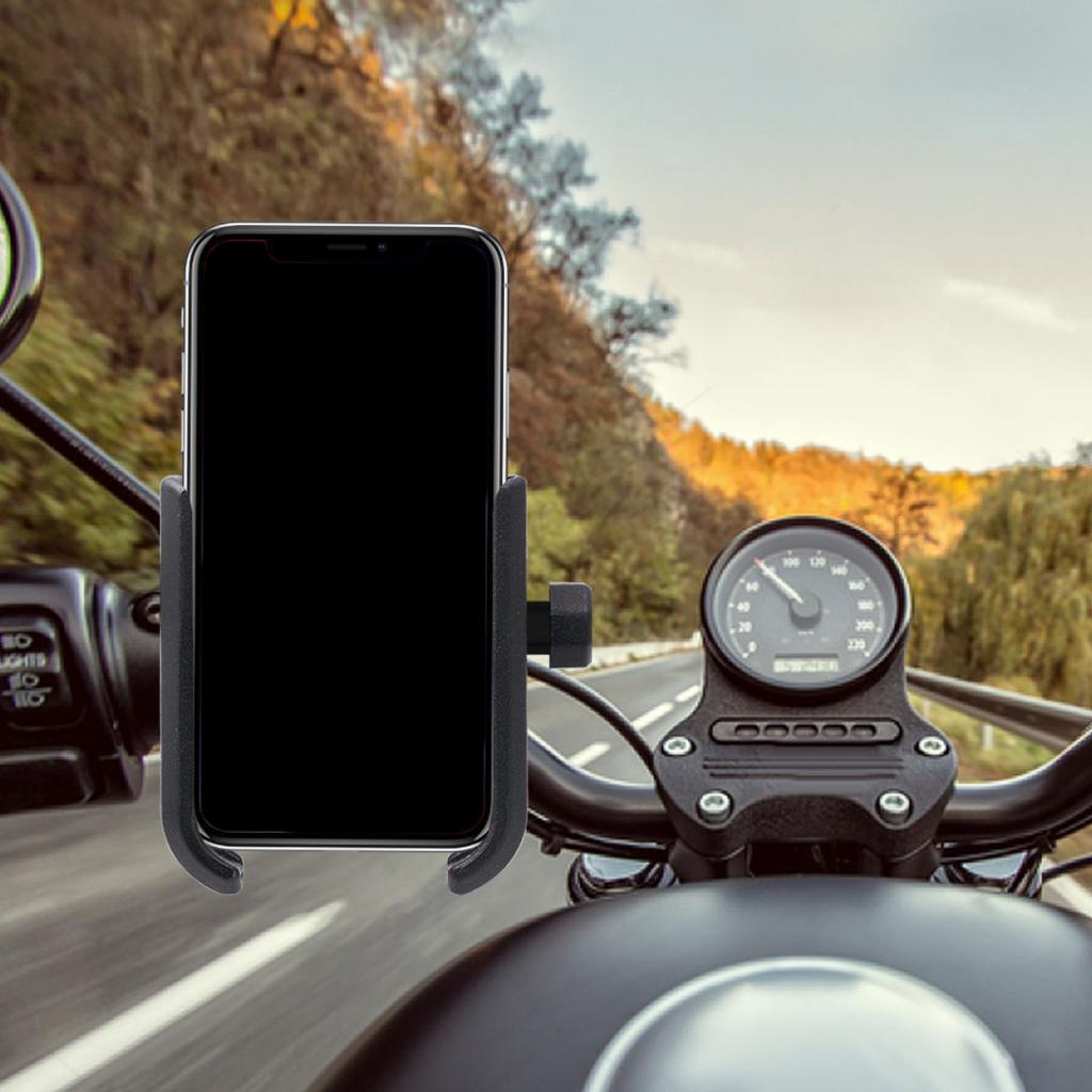 Universal Adjustable Aluminum Alloy Motorcycle Phone Mount Holder Bike Mobile Support for Handlebar Fits 4 to 6.5 Inch Screens