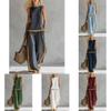 Tuta da donna estiva senza maniche a blocchi di colore con tasche e inserti per abbigliamento casual