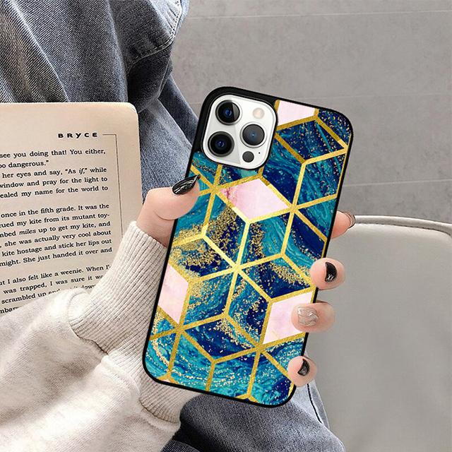 Marmor Geometrisches Handyhülle Für iPhone 17 Air Plus Max 15 14 13 12 Pro Max Hülle Schale