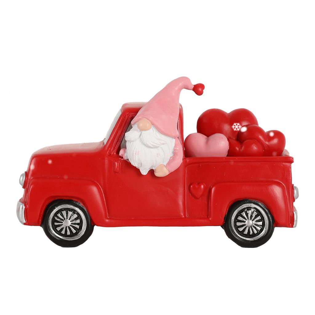 Valentine Day Gnomes Decorations in Farm Truck Rustic Farm Truck Gnomes Ornaments for Her Gift Table Shelf Display