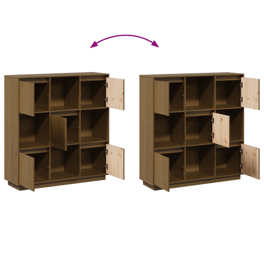 Highboard Honey Brown 110.5 X 35 X 117 Cm Solid Pine Wood
