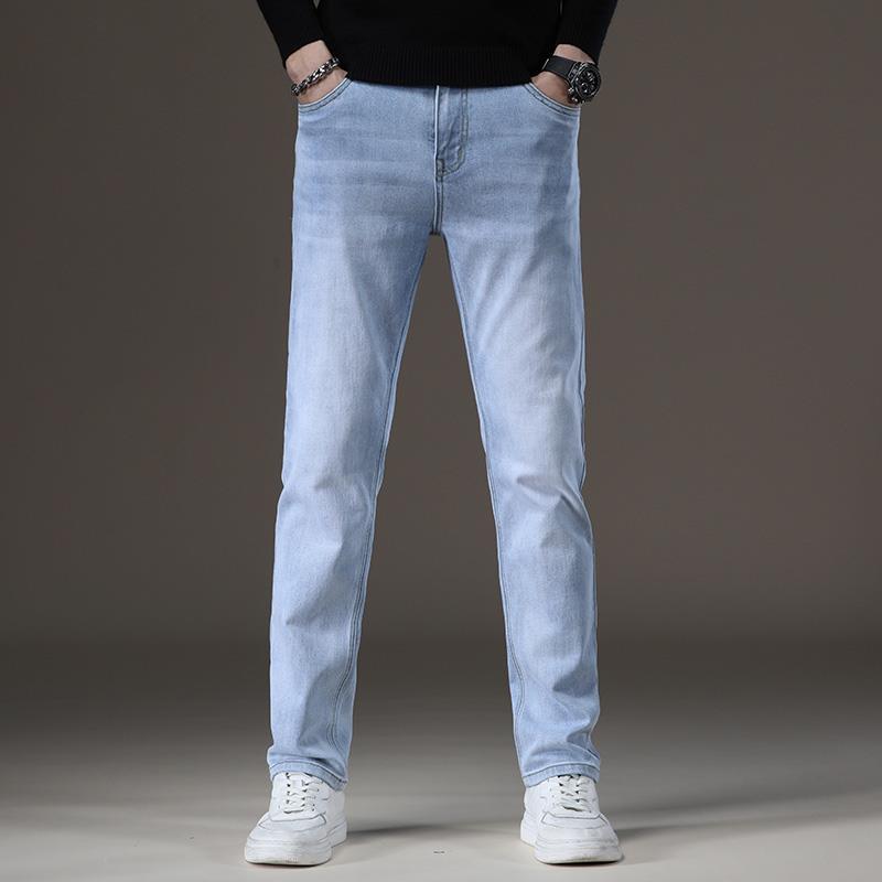 2024 Spring And Autumn New Versatile Jeans Men'S Loose Straight Tube Trendy Brand Business Elastic Casual Pants
