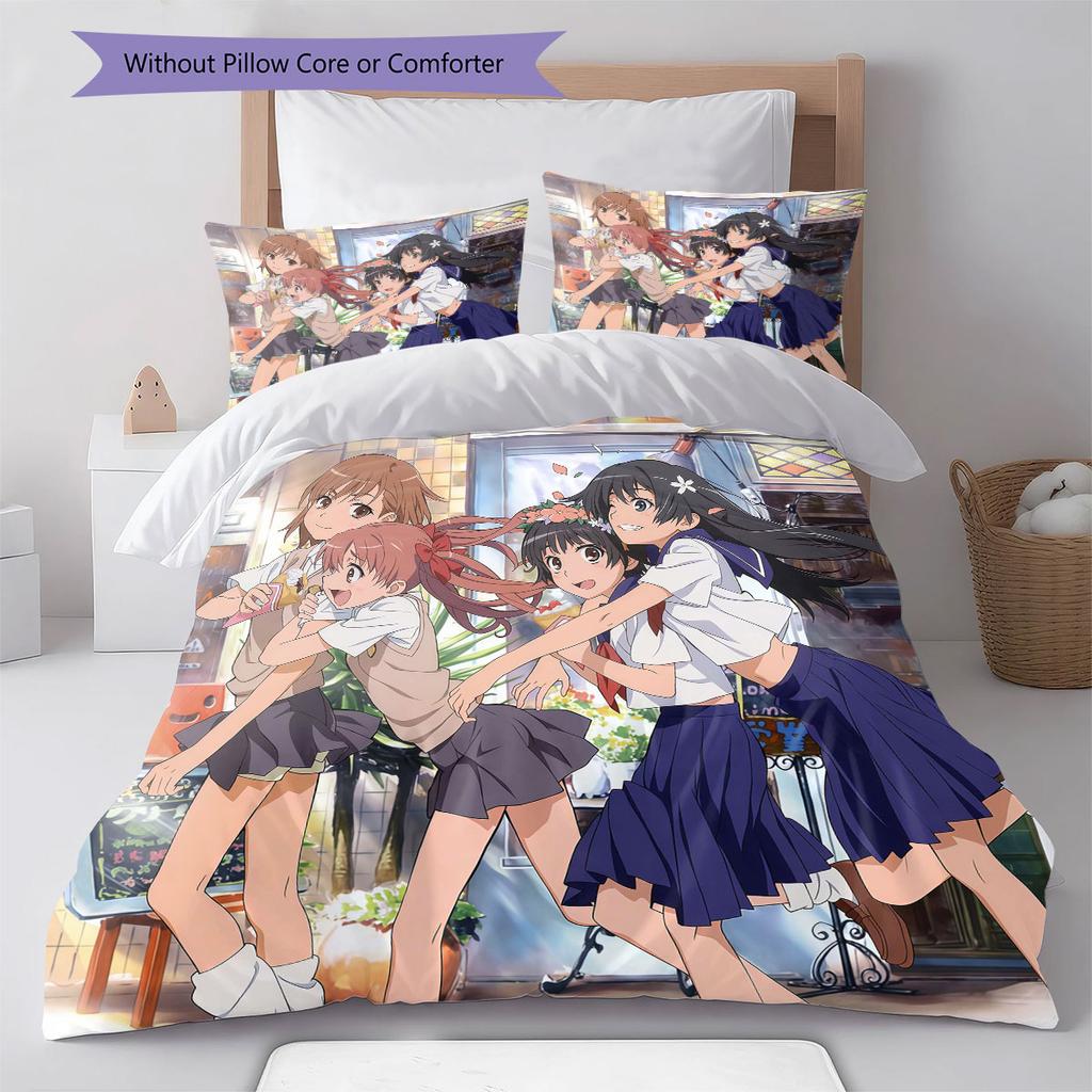 Scientific Railgun Pattern Bedding Quilt Set Quilt Cover Pillowcase Home Decoration Birthday Gift (1 * duvet cover + 2 * pillowcase, without core)
