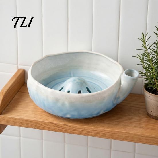 Afvoerkom voor Vers Fruit Keramische Bessenwasbak met Gat, Gemakkelijk Schoon te Maken Keuken Zeefkom, Compact Zelf Afspoelend Serveer En Groente Handig