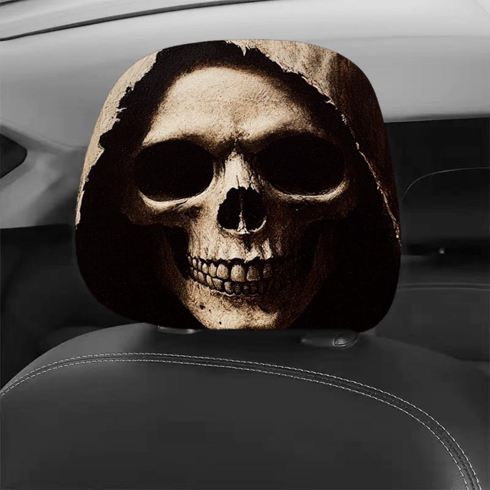 2 Pcs Ghost Car Seat Headcover Halloween Accessories Car Interior Decor All Seasons