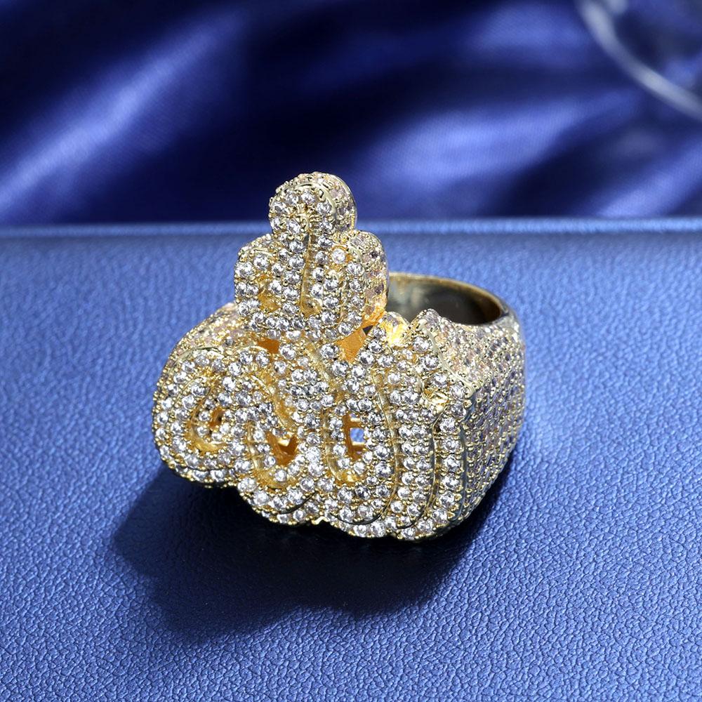 New Fashion Trend Arabic Symbols Religious Elements Ring Hip Hop Jewelry Fashion   Ice and Fire  Ring For Men Women
