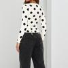 2025 Winter Fashionable Polka Dot Lace-up Slim Long-sleeved Women's T-shirt
