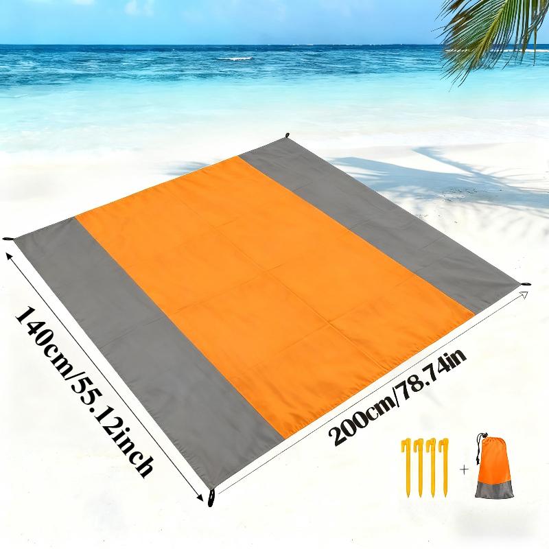 Outdoor Folding Portable Beach Mat, Moisture-proof Beach Mat, Picnic Blanket, Floor Mat with 4 Corner Stakes