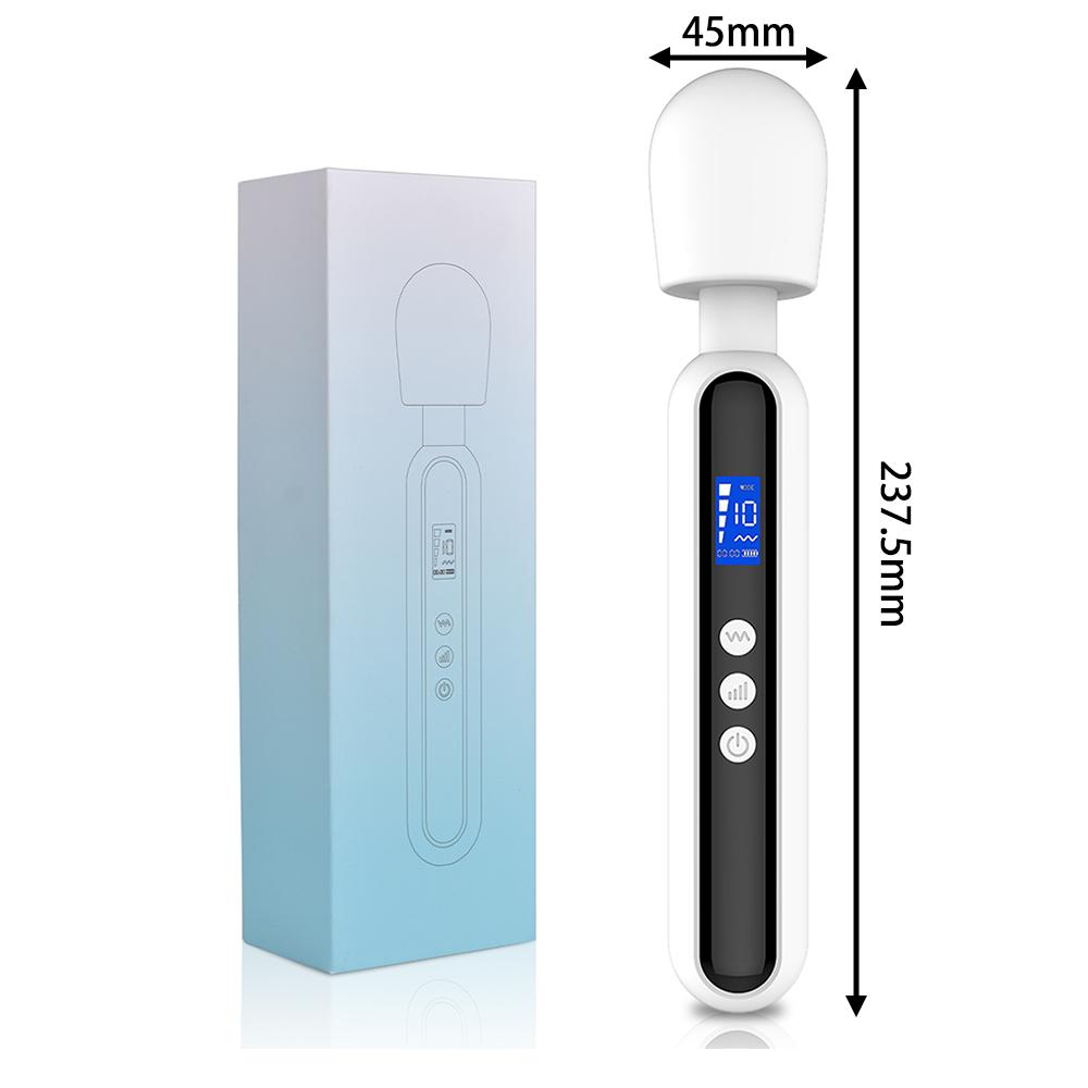 Waterproof Silicone Multi-Functional Massage Stick with LCD Display 10 Frequencies 4 Speeds Vibrator for Women Sexy Toy
