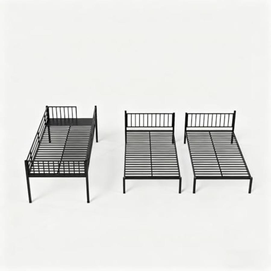 Twin Triple Bunk Bed for,Teens, Adults, Metal Twin XL Bunk Beds for 3, 3 bunk Bed for 3,Adults Heavy Metal, Black
