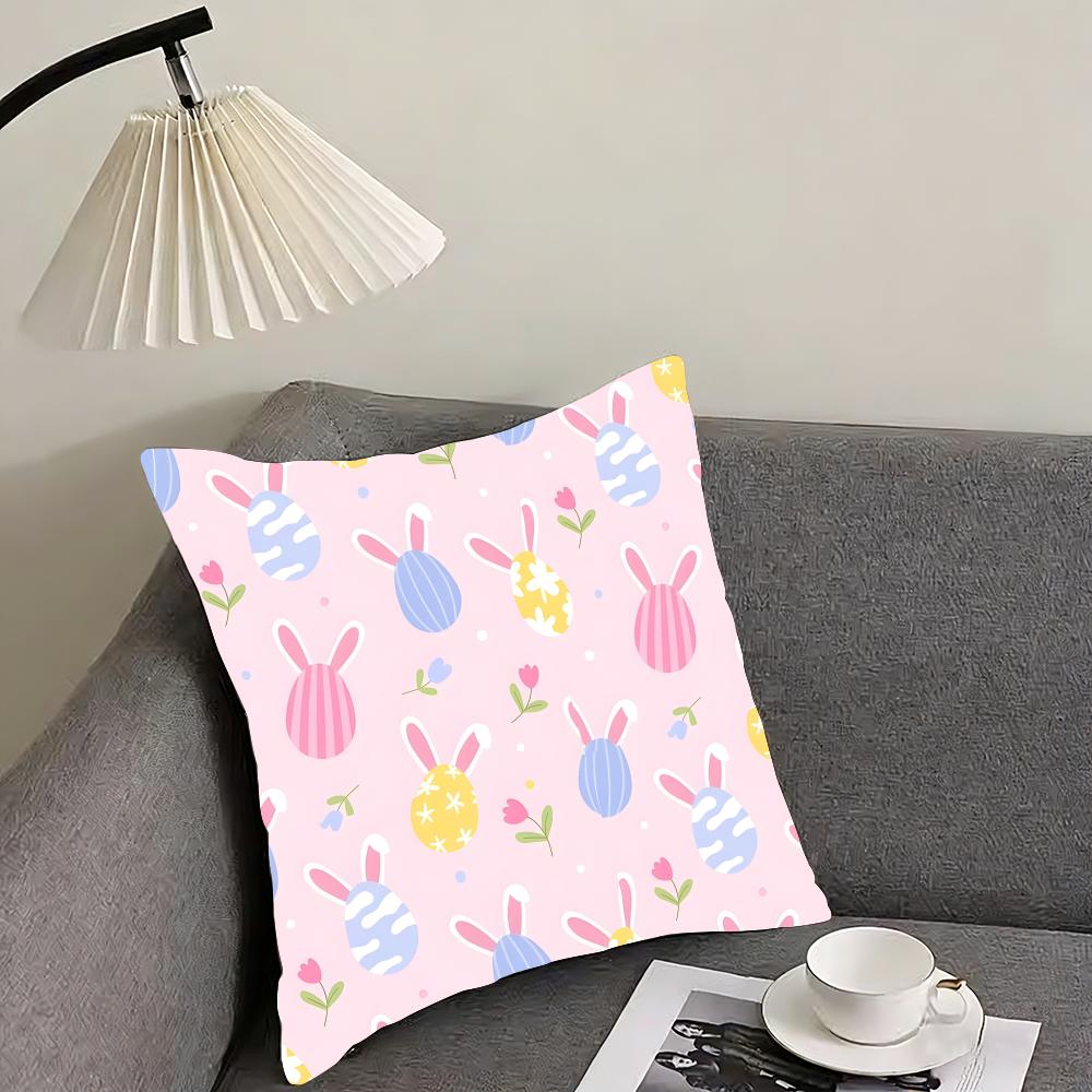 

Easter Happy Cushion Cover Pillowcase Ultra Soft Skin Friendly Fabric Cloud Like Comfort Concealed Zipper 30x30cm