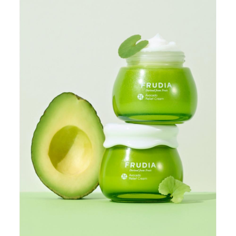 Frudia Avocado Relief Moisturizing Cream 55ml  Free Pouch Serum 