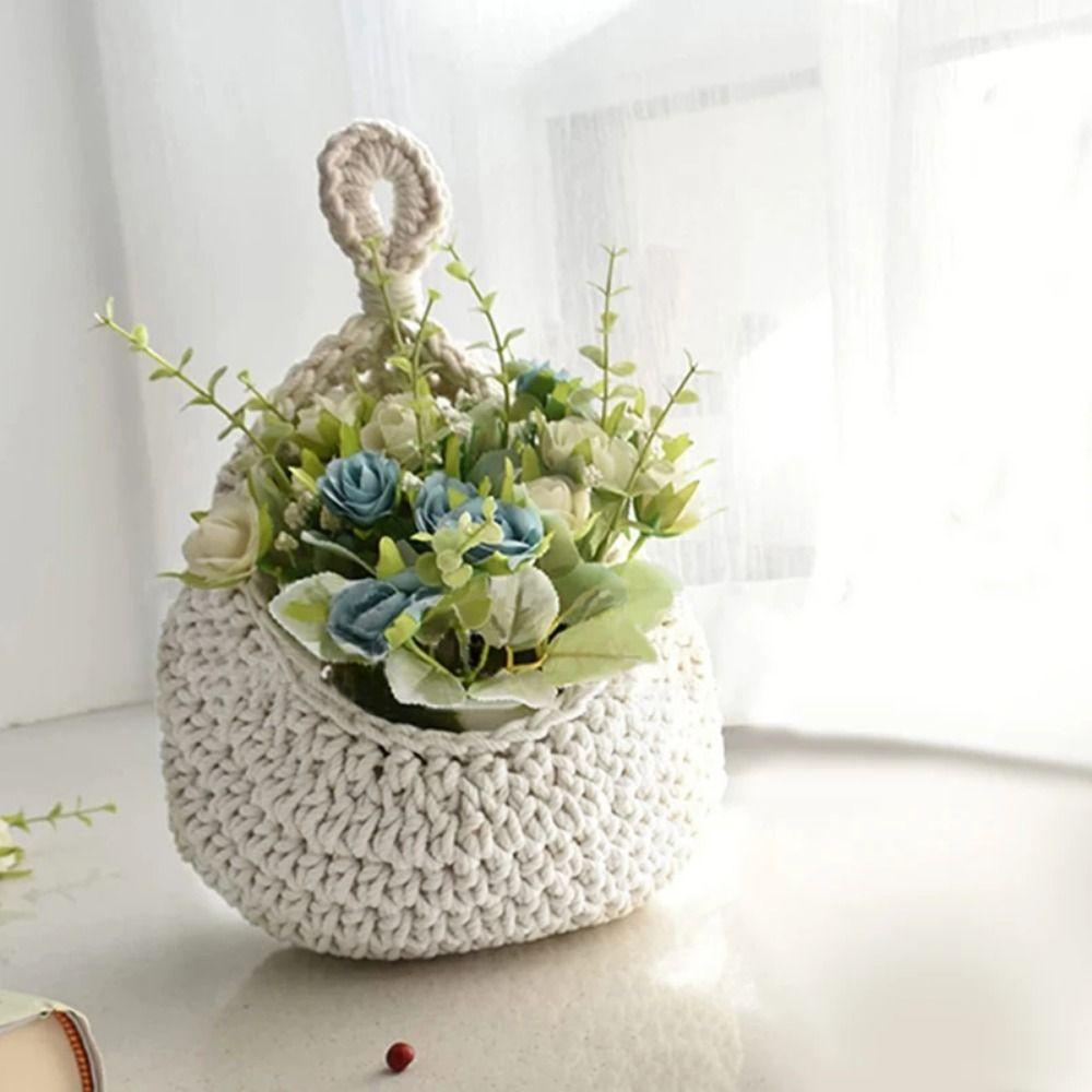 Cotton Rope Kitchen Storage Organizer Breathable Boho Onion Container Hanging Net Pocket  Potato