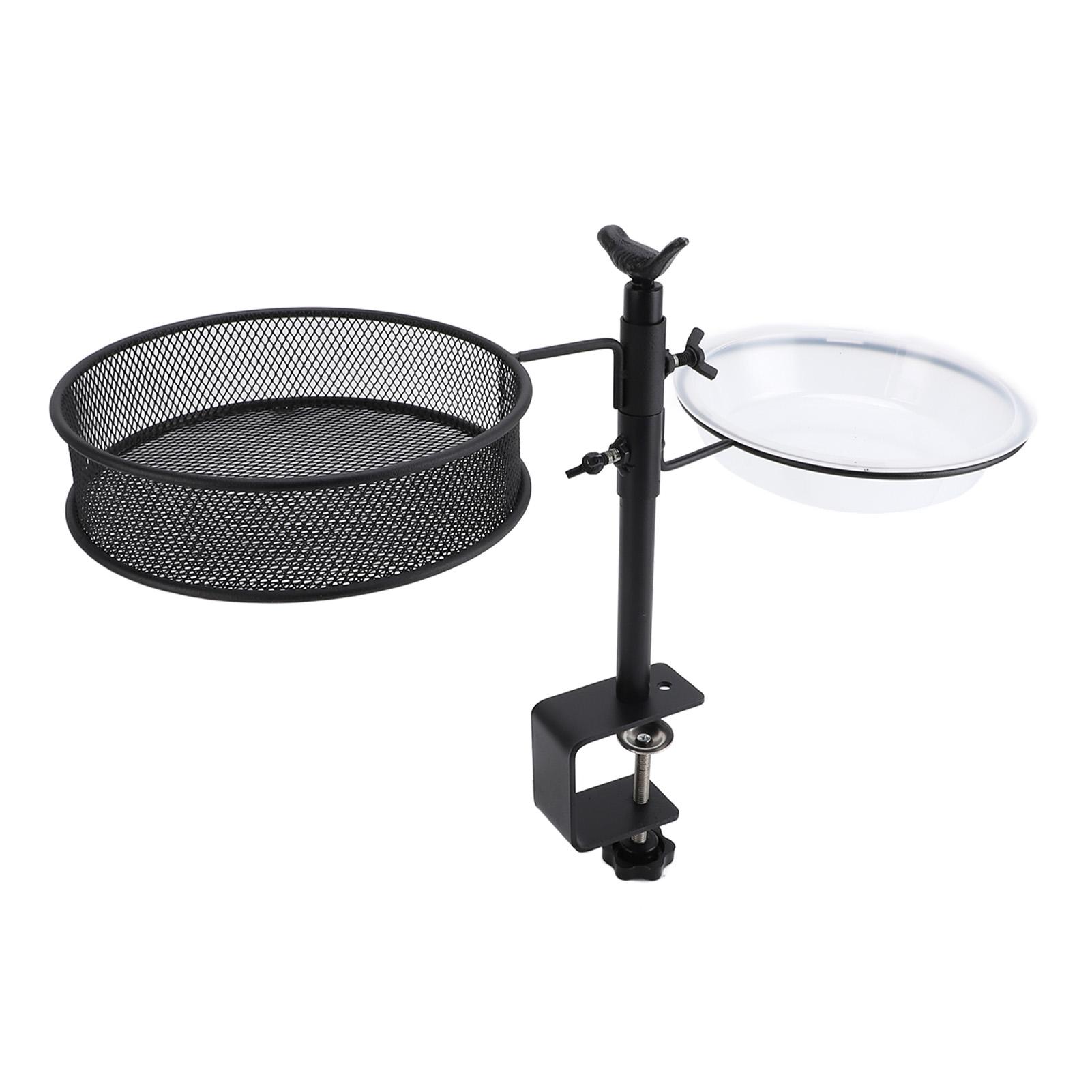 

Deck Bird Feeders with Mesh Tray Detachable Adjustable Clamp Rail Bird Bath Balcony Porch Feeder for Yard Decoration