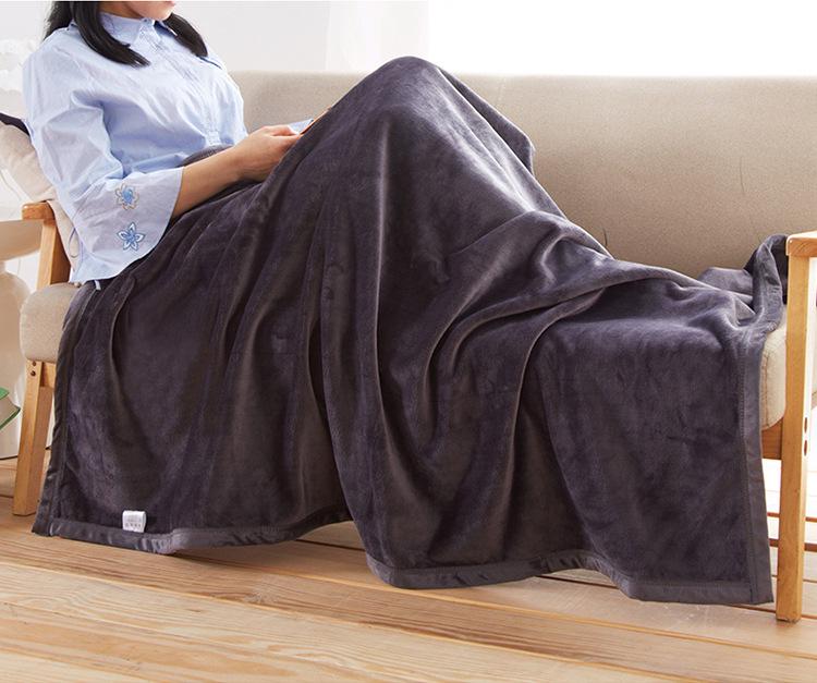 Thickened Flannel Fleece Solid Color Blanket - Office Nap & Gift Blanket with Custom Logo