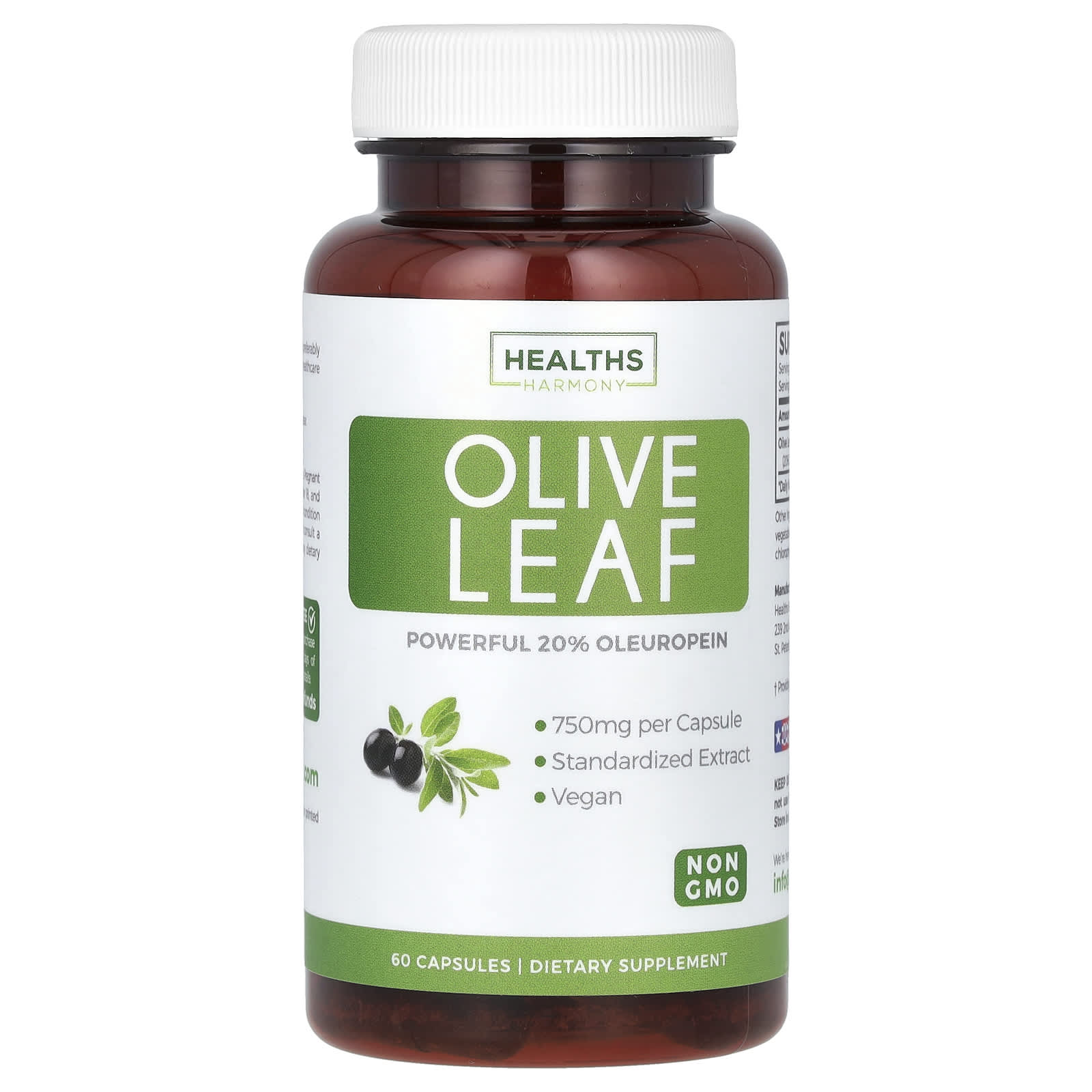 

Olive Leaf, 750Mg, 60 Capsules