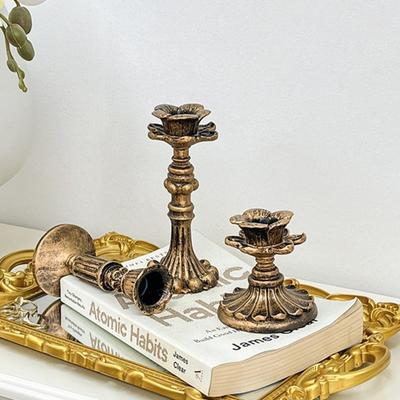 Portavelas Clásicos Vintage Bronce Adorno de Decoración para el Hogar Portavelas Soporte para Velas Portavelas de Mesa
