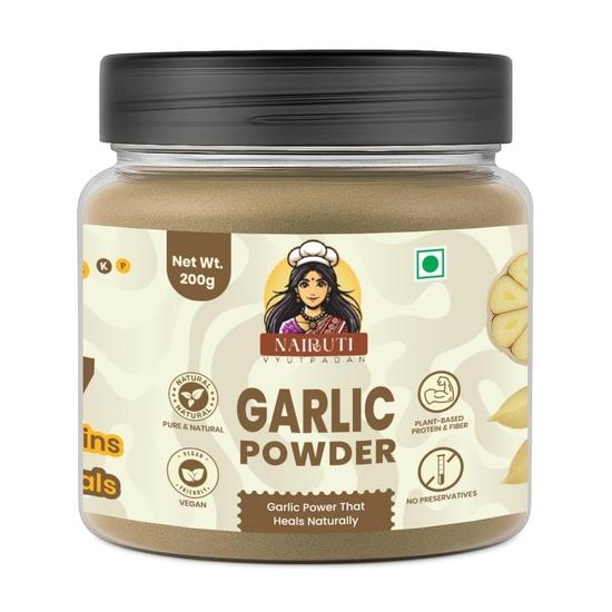 

Nairuti Vyutpadan Garlic Powder 200 gm | Pure Dehydrated Lasan Powder | Ideal for Seasoning Instant Mixes Cooking & Marinades 200GM