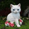 Katzenstatue Ornament Weiße Farbe Katze Harzornamente Gartenstatue