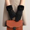 New Female Autumn Winter Non-Inverted Velvet Cashmere Full Finger Warm Lace Gloves Women Cotton Touch Screen Gloves G82