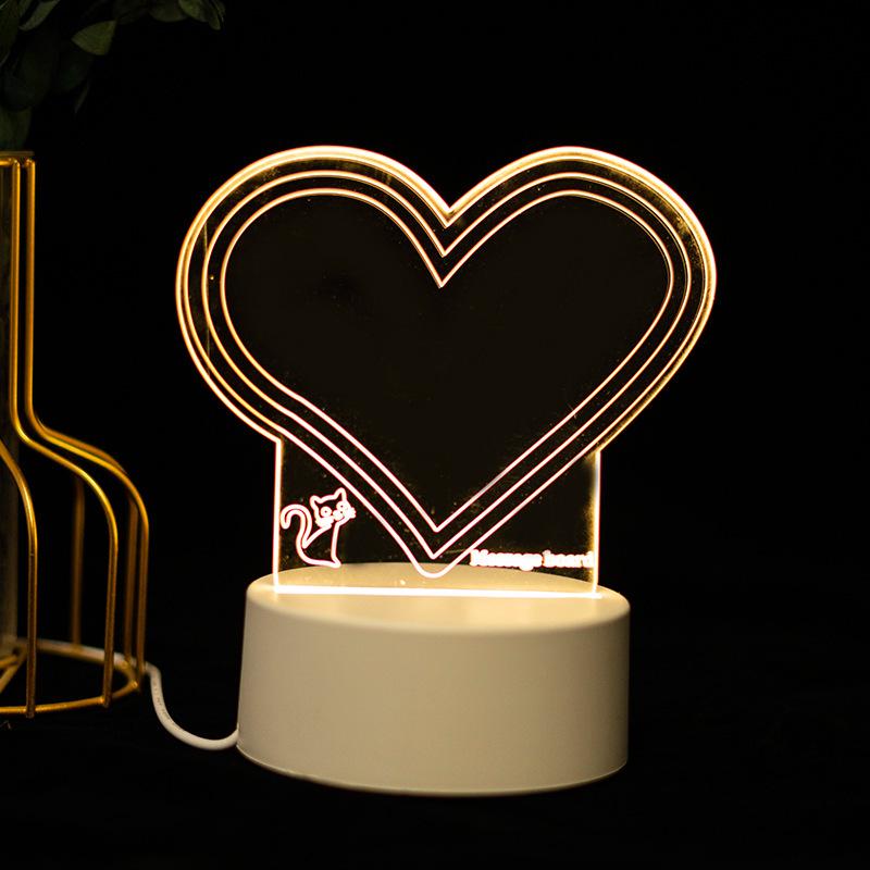 3D Acrylic LED Handwriting Tablet Night Light with Erasable Glow Message Board